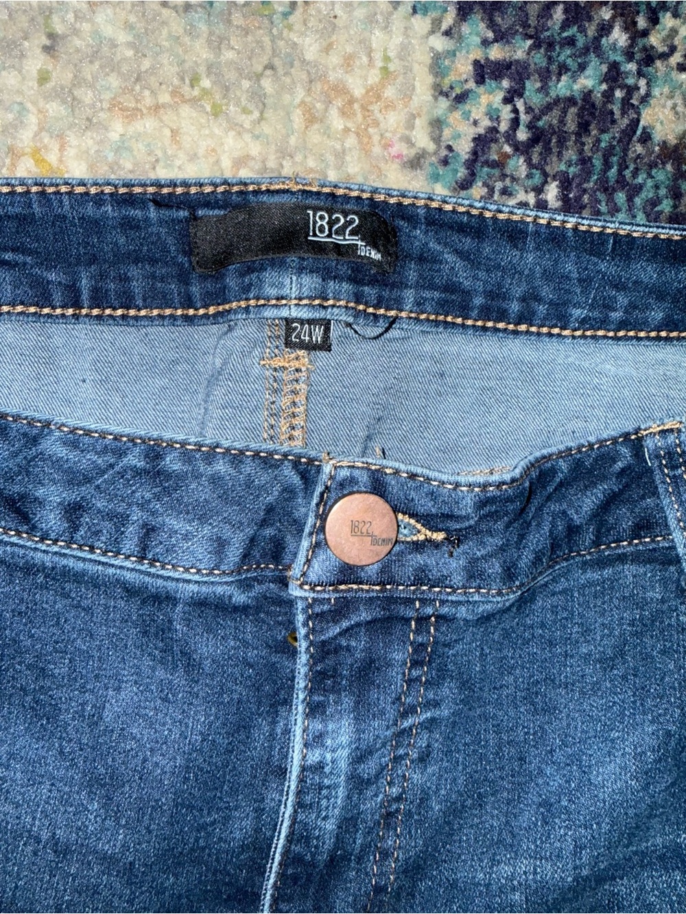 1822 Denim Dark Blue Cropped Stretch Jeans - Picture 3 of 4